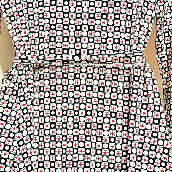 George Stretch Women’s Wrap Dress M (8-10) Geometric Print White Red Black - Picture 6 of 12